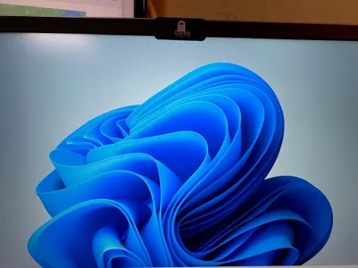 Webcam cover in use in office