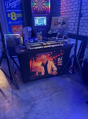 Custom Rectangle Table Covers - DJ Event Table cover looks great and is an awesome addition