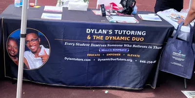 Custom Rectangle Table Covers - This was a health fair and backpack giveaway