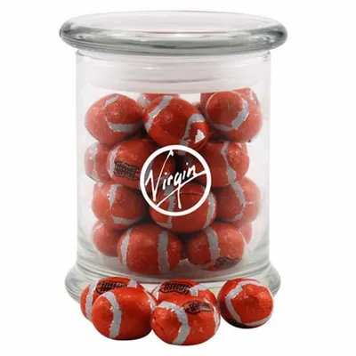 Jar with Chocolate Footballs - SG700 - Bottle Openers Now