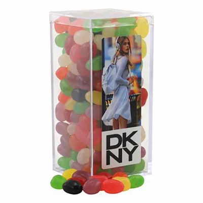 Large Rectangle Acrylic Candy Box with Assorted Jelly Beans - Bottle Openers Now