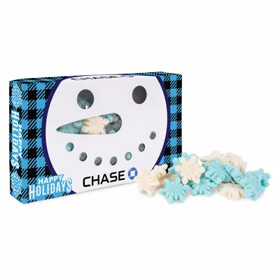 Snowman Die Cut Box with Gummy Glitter Snowflakes - Bottle Openers Now