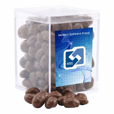 Acrylic Box with Choc Covered Raisins - Small - Bottle Openers Now