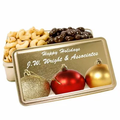2-Share Tin - Salted Cashews/Dark Chocolate Almonds - Bottle Openers Now