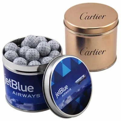 Round Tin with Chocolate Golf Balls - SBF4100 - Bottle Openers Now