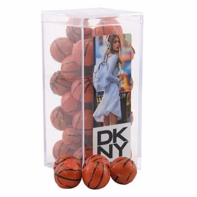 Acrylic Box with Chocolate Basketballs - Medium - Bottle Openers Now