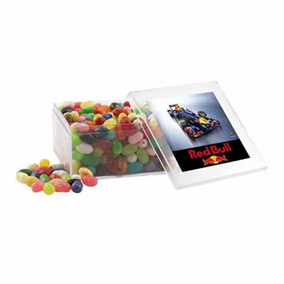 Large Square Acrylic Candy Box with Jelly Belly - Bottle Openers Now