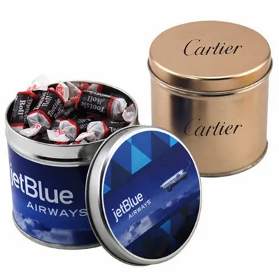 Round Tin with Tootsie Rolls - Bottle Openers Now