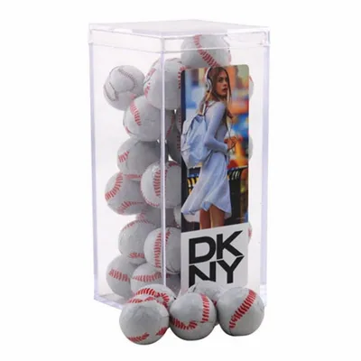 Acrylic Box with Chocolate Baseballs - Medium - Bottle Openers Now