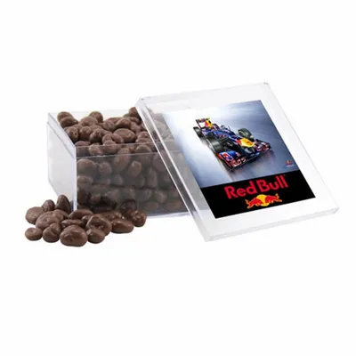 Acrylic Box with Choc Covered Raisins - Large - Bottle Openers Now