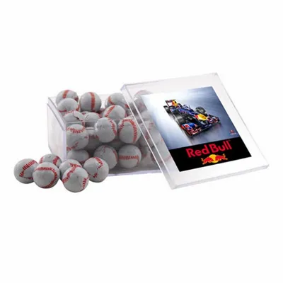 Acrylic Box with Chocolate Baseballs - Large - Bottle Openers Now