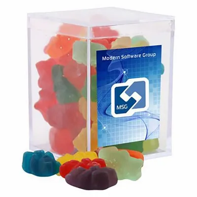 Clever Candy Small Acrylic Candy Box with Gummy Bears - Bottle Openers Now