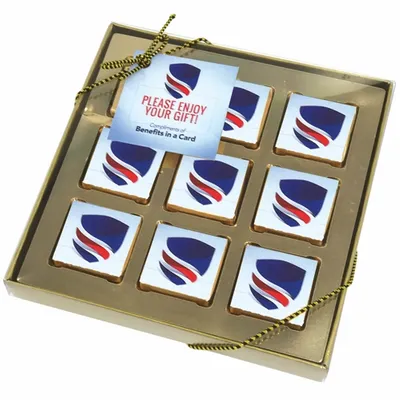 Nine Piece Chocolate Foiled Square Gift Box - Bottle Openers Now