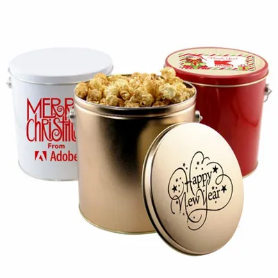 1 Gallon Gift Tin with Caramel Popcorn - Bottle Openers Now