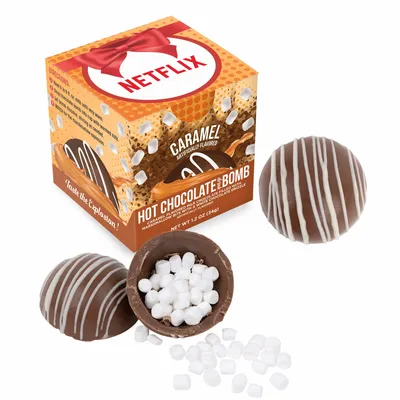 Hot Chocolate Bomb Caramel Flavor in Full Color Box - Bottle Openers Now