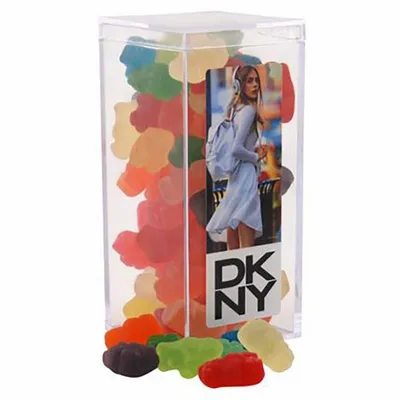 Clever Candy Large Rectangle Acrylic Candy Box with Gummy Bears - Bottle Openers Now