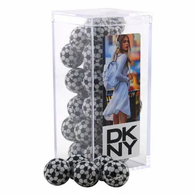 Acrylic Box with Chocolate Soccer Balls - Medium - Bottle Openers Now