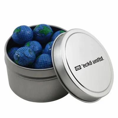 Round Tin with Chocolate Globes - SBF3100 - Bottle Openers Now