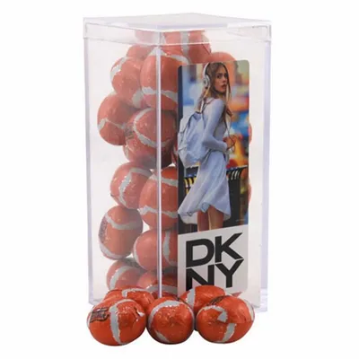 Acrylic Box with Chocolate Footballs - Medium - Bottle Openers Now