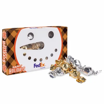 Snowman Die Cut Box with Twist Wrapped Truffles - Bottle Openers Now