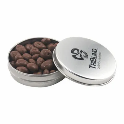 Round Tin with Chocolate Raisins - SBF2900 - Bottle Openers Now