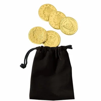 Velour Pouches with Chocolate Coins - Bottle Openers Now
