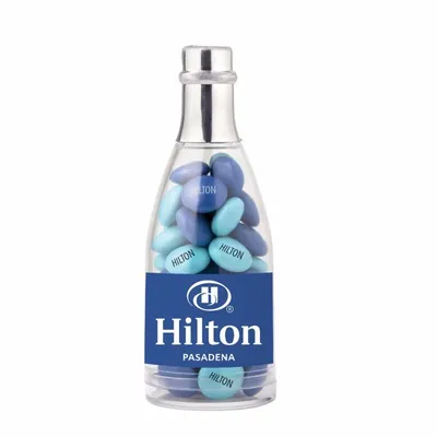 Champagne Bottle with Imprinted Chocolate Buttons - Bottle Openers Now