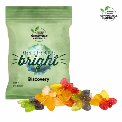 2oz. ECO-Digibag, Compostable & Full Color, Gummy Butterflies - Bottle Openers Now