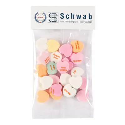 Small Header Bags - Imprinted Conversation Hearts - Bottle Openers Now