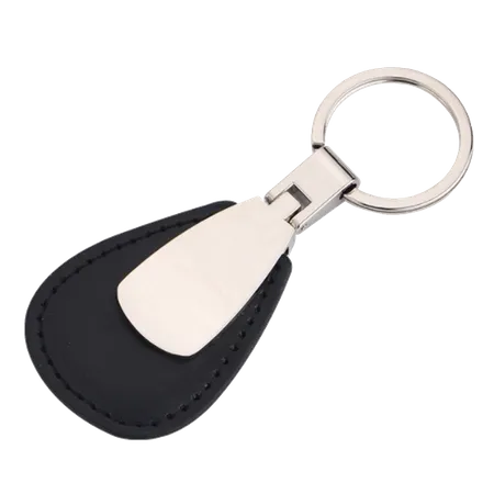 Teardrop Leather & Metal Keychain
