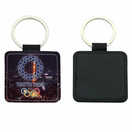Square Leather Keychain Square Leather Keychain - Bottle Openers Now