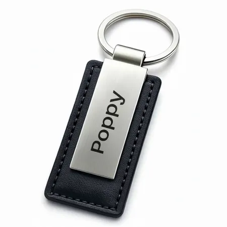 Rectangle Leather & Metal Keychain - Bottle Openers Now