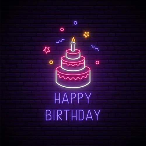 Happy Birthday with Cake Neon Sign - Bottle Openers Now