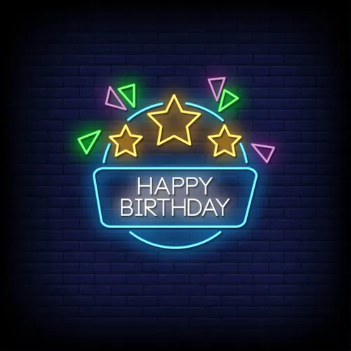 Star & Angles Happy Birthday Neon Sign - Bottle Openers Now
