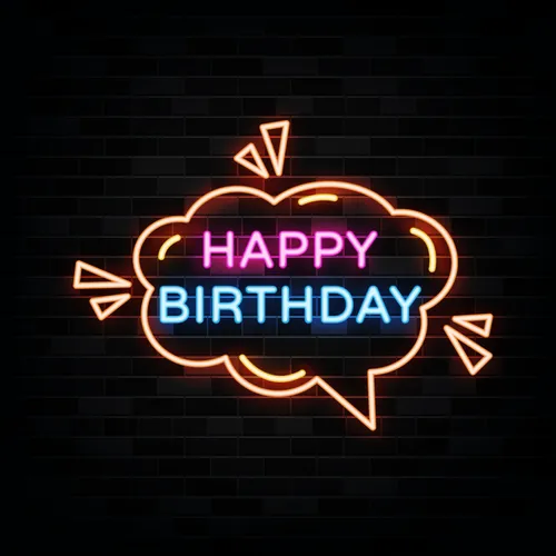 Happy Birthday in Bubble Thought Neon Sign - Bottle Openers Now