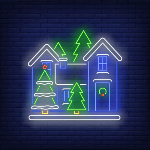 Christmas House Neon Sign - Bottle Openers Now