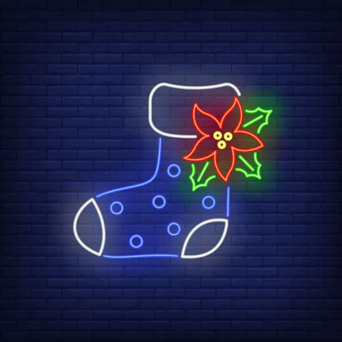Boot Sock with Ponsettia Flower Neon Sign - Bottle Openers Now