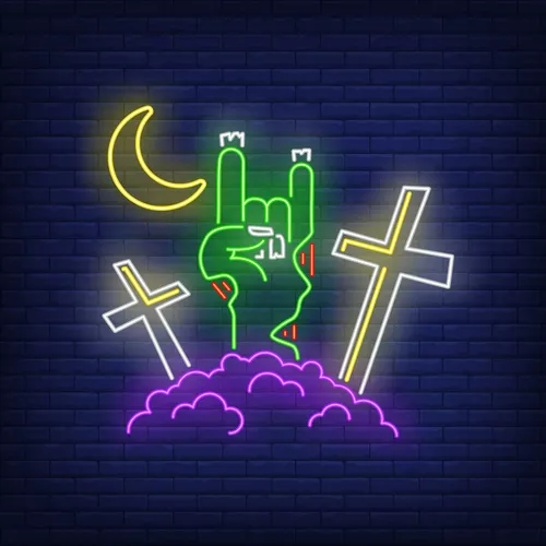 Devil Horn Zombie Hand Gesture Neon Sign - Bottle Openers Now