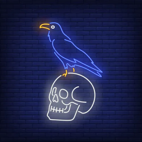 Crow Sitting Human Skull Neon Sign - Bottle Openers Now