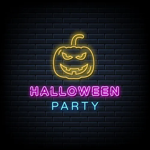 Halloween Party Neon Sign with Pumpkin - Bottle Openers Now