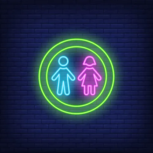 Boy & Girl Silhouettes Circle Neon Sign - Bottle Openers Now