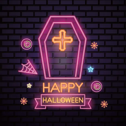 Pink Halloween Coffin Cross Neon Sign - Bottle Openers Now