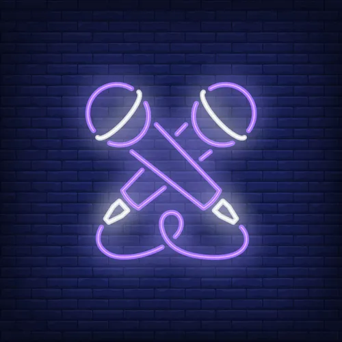 Crossed Microphone Neon Sign - Bottle Openers Now