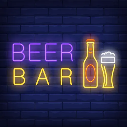 Beer & Bar with Bottle & Glass Neon - Bottle Openers Now