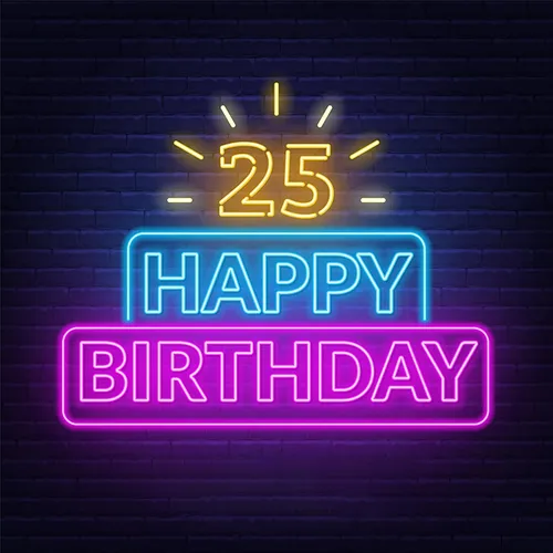 25th Happy Birthday Neon Sign - Bottle Openers Now