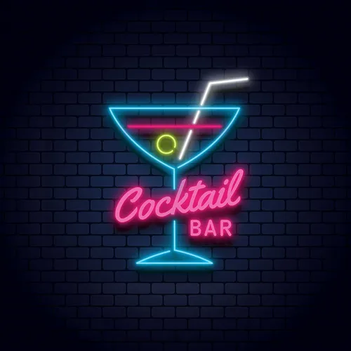 Cocktail Bar Glass & Zip Neon Sign - Bottle Openers Now