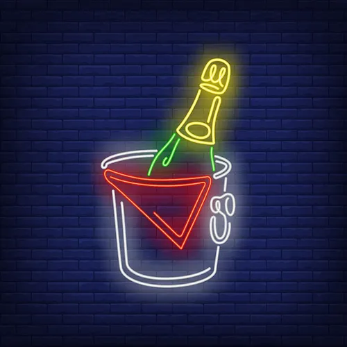 Wine in Ice Bucket Neon Sign - Bottle Openers Now