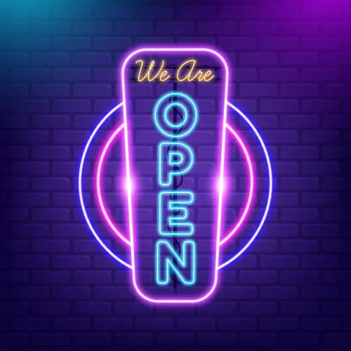We are Open Vertical Neon Sign - Bottle Openers Now