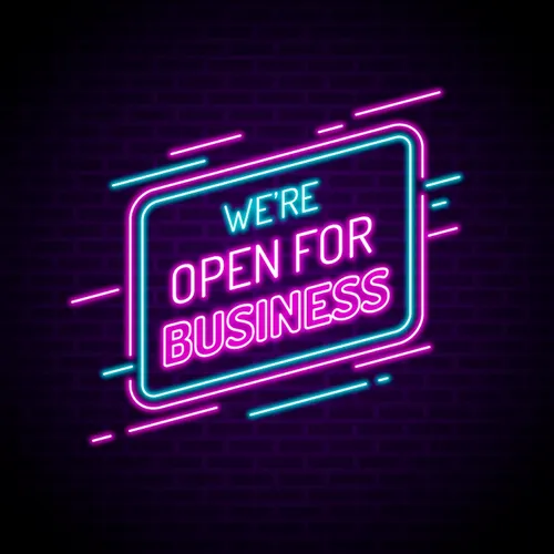 Open For Business Neon Sign - Bottle Openers Now