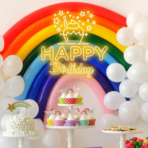 Happy Birthday Cupcake Neon Sign - Bottle Openers Now